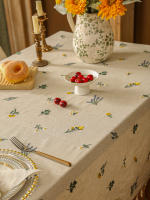 Mantel De Lino Rectangular Texturizado Con Flores Resistente a Manchas Y Caída Ligero Para Cocina Uso En Fiesta Banquete Hotel - details 1