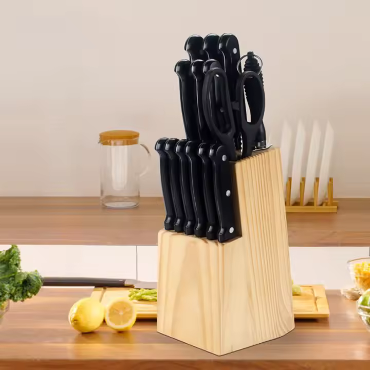【🏰Corpus Christi】Juego Profesional de Cuchillos de Cocina 15 Piezas - Acero Inoxidable, Afilado Permanente, Diseño Ergonómico, Ideal para Chef/Cocina en Casa - Incluye Portacuchillos y Afilador - 1