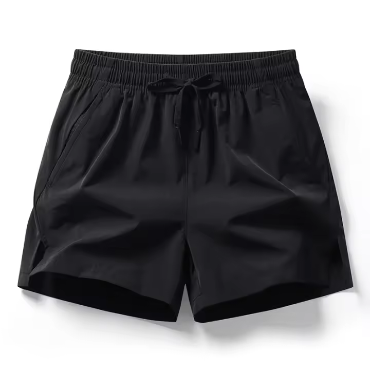 Shorts De Verano Para Hombre En Color Sólido Moda Casual Con Cintura Elástica Y Doble Bolsillos Estilo Deportivo Para Playa - 1