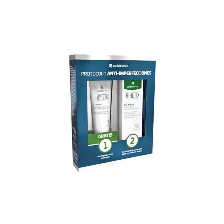 BIRETIX DUPLO TRI-ACTIVE GEL ANTI-IMPERFECCIONES 50 ML + CLEANSER GEL LIMPIADOR 75ML GRATIS - 1
