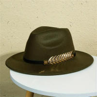 Sombrero De Vaquero Occidental Para Mujeres Con Borde Plano Y Cinturón Fedora De Jazz Color Sólido Clásico Para Hombres Y Mujeres En Todas Las Estaciones - details 3