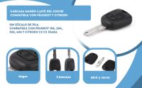 Banner - Carcasa mando llave de coche 2 botones compatible con Peugeot negro