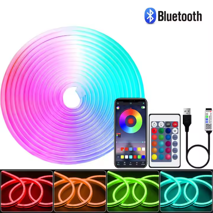 Tira LED Neón RGB 5V USB Impermeable Con Control Remoto De 44 Teclas Y App Para Decoración De Hogar Luz Flexible De 1M 2M 3M 4M 5M - 1