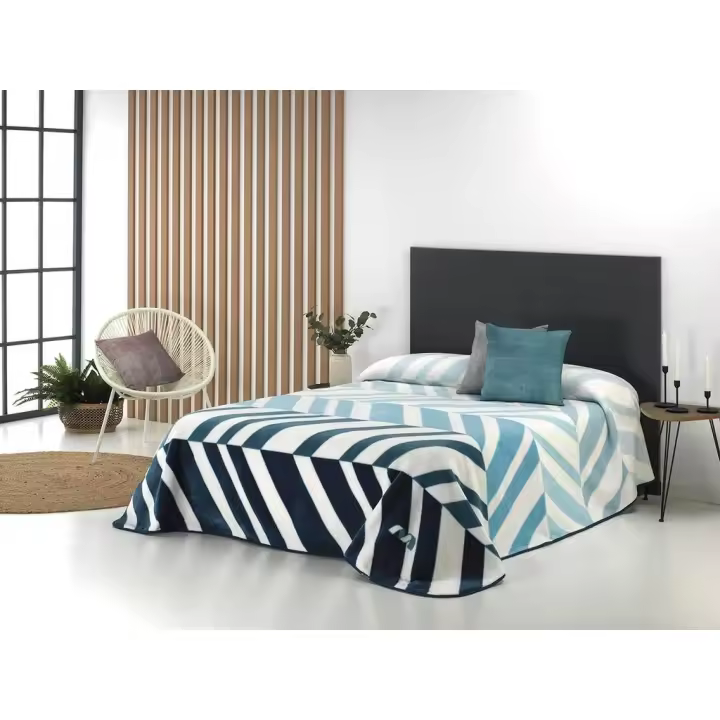 Manta para Cama Terciopelo Invierno MORA Harmony N06 Azul - 1