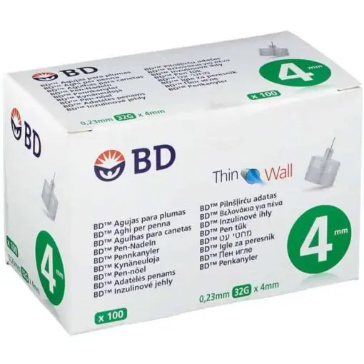 Microfine Aguja BD 32 G 0,23 X 4 mm 100 Unidades Plus – Administración de Insulina - 1