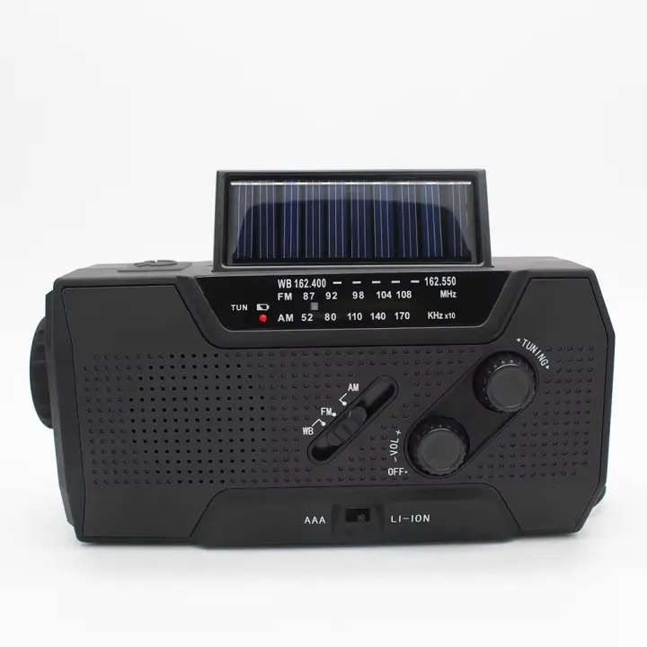 Radio portátil Power Bank Radio meteorológica de emergencia con NOAA/AM/FM USB/solar/manivela de carga alarma SOS y linterna - 1