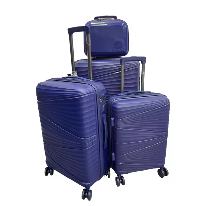 Juego de Maletas Azul Rígidas 4pzs. Maleta Cabina, Maleta Mediana, Maleta Grande y Neceser. Set de Maletas de Viaje ABS Eco Friendly, 4 Ruedas Dobles, Cierre Combinación 04-04 - 1
