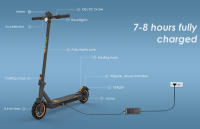 KuKirin S1 Max Scooter Eléctrico Plegable, Motor de 350W, Batería de 36V 10.4Ah, Neumáticos de 8 pulgadas, Velocidad Máxima de 30 km/h, Alcance de 39 km, Freno Electrónico Frontal, Amortiguación de Resorte Trasera, Pantalla Inteligente - details 2