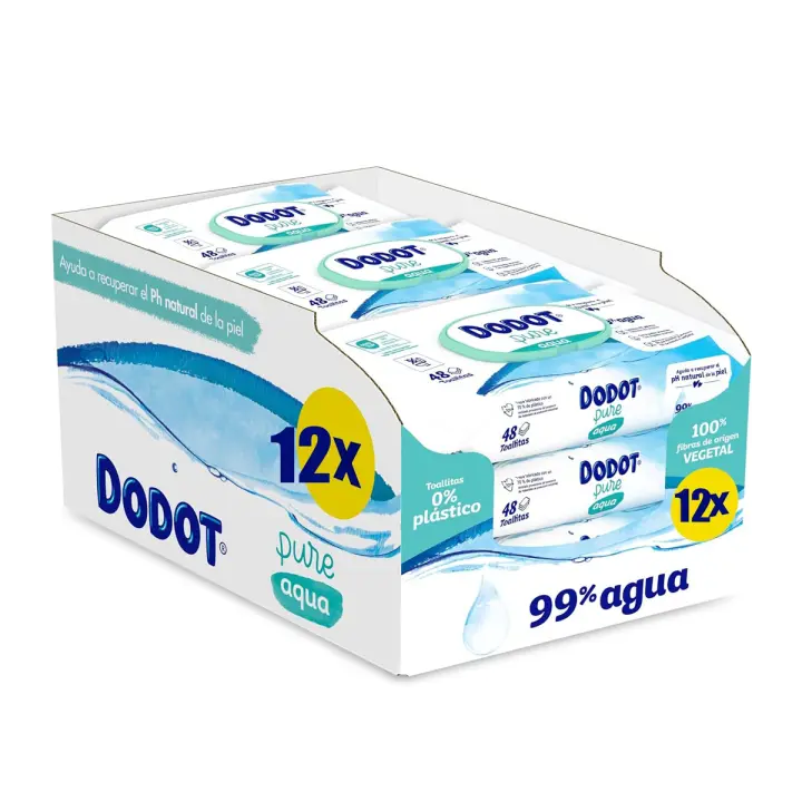 Toallitas DODOT Aqua Pure 576ud - 12 paquetes de 48ud - 1