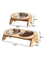 Tazas De Alimentación Elevadas Para Perros Y Gatos Con Soporte Ajustable De Madera Alimentador De Rabo Para Pequeños Y Medianos Animales De Compaña - details 1