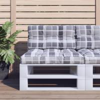 vidaXL Cojines para palets 2 unidades tela a cuadros rojos en color Estampado cuadros rojos/Crema/Antracita y más | acolchados duraderos para sofás de jardín terraza exterior - details 7