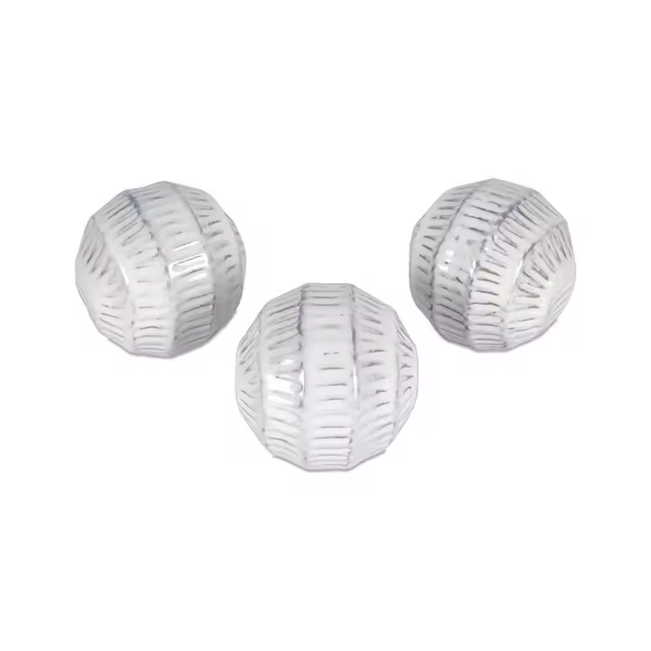 Juego de 3 bolas 10cm blanco ceramica creta  Material: Cerámica Medidas (Ancho*Alto*Fondo): 10*9.6*10Presume de casa - 1