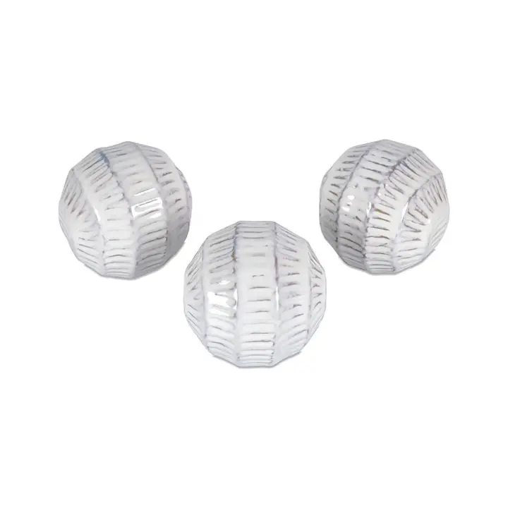 Juego de 3 bolas 10cm blanco ceramica creta  Material: Cerámica Medidas (Ancho*Alto*Fondo): 10*9.6*10Presume de casa - 1