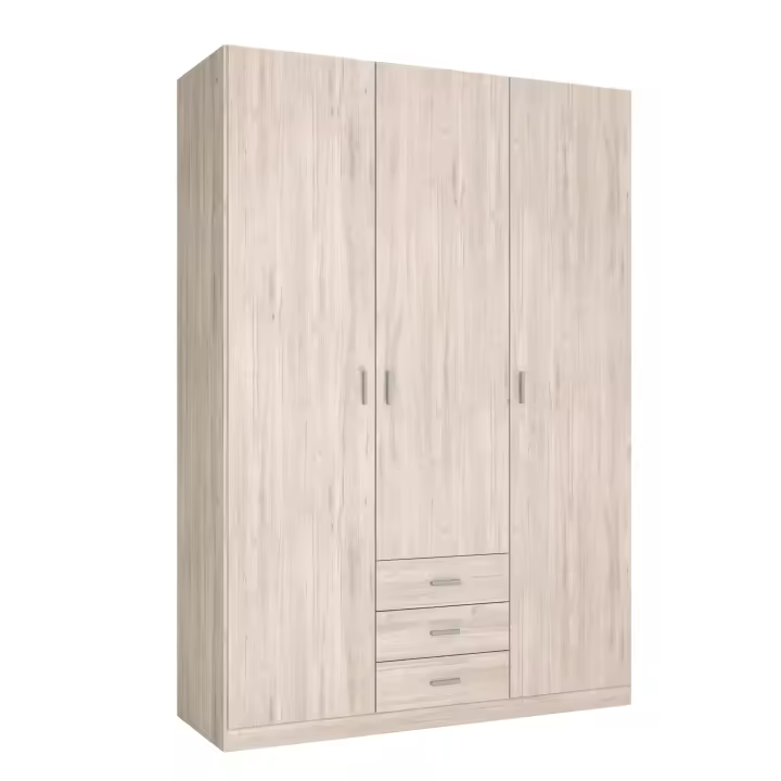 Armario ropero Roma 3 puertas 3 cajones dormitorio habitación color sahara moderno mueble 150x215 cm - 1