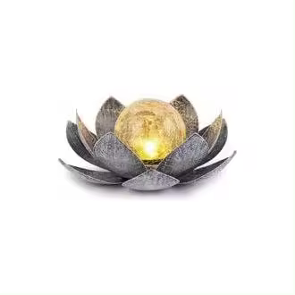 Luces Solares de Jardín al Aire Libre, Globo de Cristal craquelado, decoración De Lotto, Luces LED impermeables de Flores de metal para metal patio, céped, chimenea, Mesa, lámpara de pared de piso al Aire Libre - 1