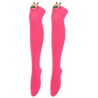 Novena Medias Navideñas Decorativas De Muñeca Calcetines De Pierna Sobre La Rodilla Estampado De Ciervo Y Rayas Para Mujer - details 27