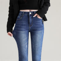Jeans Térmicos Para Mujer Invierno Nieve Cálido Grueso Vaqueros Delgados Con Felpa Estilo Retro Azul Pantalones Largos Casual - details 23
