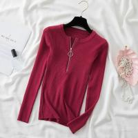 Suéter De Punto Para Mujer Con Cremallera Estilizado De Otoño/invierno Cuello En V Manga Larga Suave Y Ajustado - details 14
