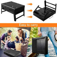 Pequeño Barbacoa Portátil Asador De Carbón Acero Inoxidable Herramienta De Camping Picnic Playa Para Cocina Al Aire Libre - details 1