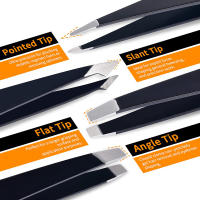 Set De 6 Pinzas Profesionales De Acero Inoxidable Para Mujeres Y Hombres Pinzas De Precisión Para Cejas Y Pelos Enganchados - details 9