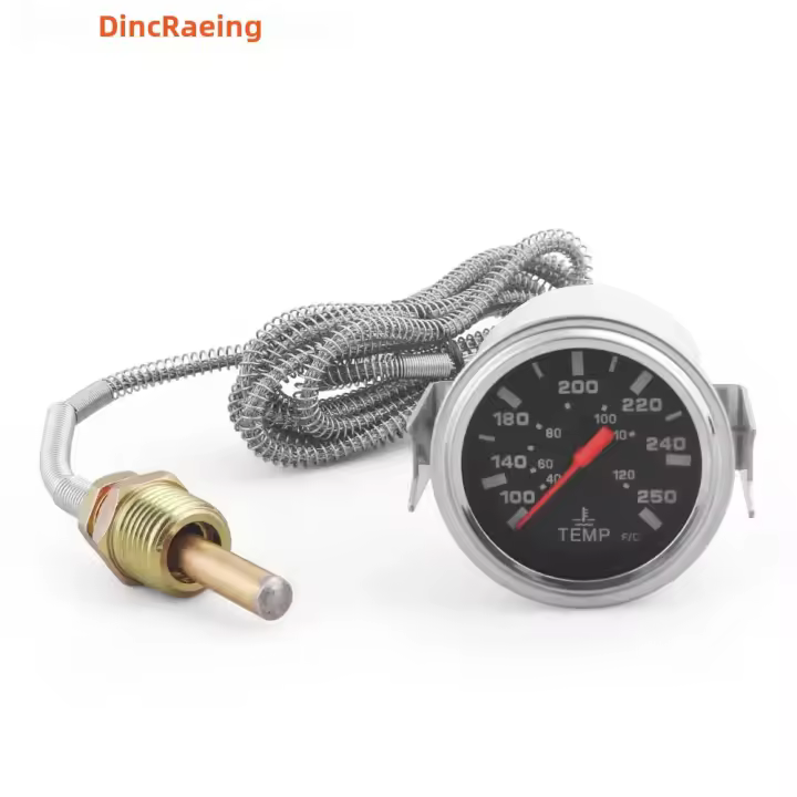 Gauge De Temperatura Del Agua Mecánico 2" 52MM 40-120℃/100-250℉ Para Coche Con Sensor NPT 1/2 Indicador De Medición Metal - 1