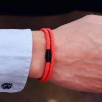 Pulsera De Hombre Estilo Simple Doble Capa Accesorios Para Novio Cierre Magnético Pulsera De Hilo Rojo Joyas De Moda Para Oficina/Carrera - details 5