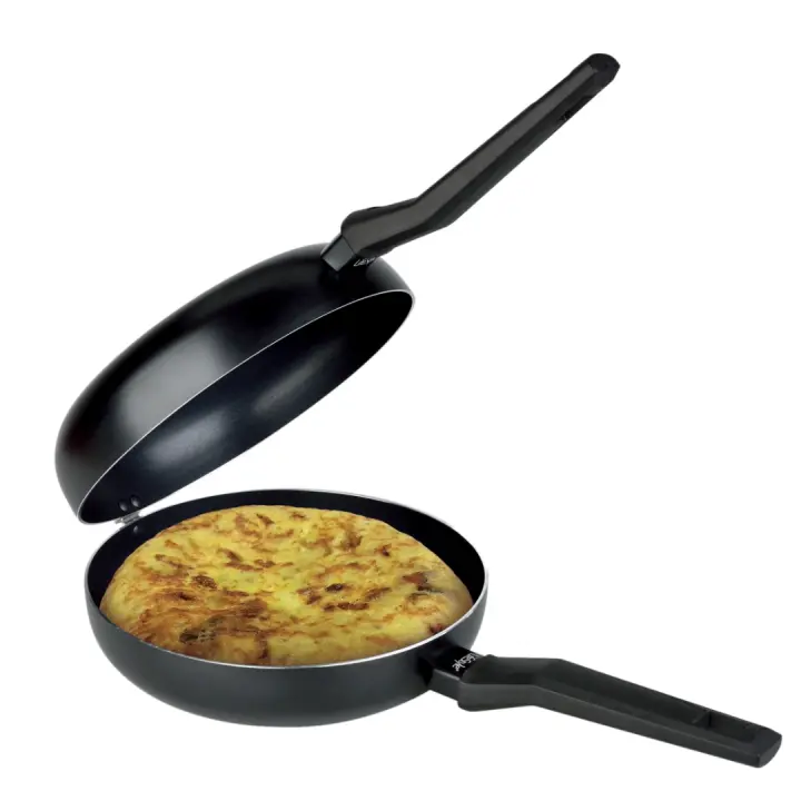 Lifestyle-Doble Sarten Aluminio Voltea Tortilla Antiadherente Anclaje que Facilita dar la Vuelta a la Tortilla Sartenes para Tortillas 20cm,Válidaparainducciónytodotipodefuegos. - 1