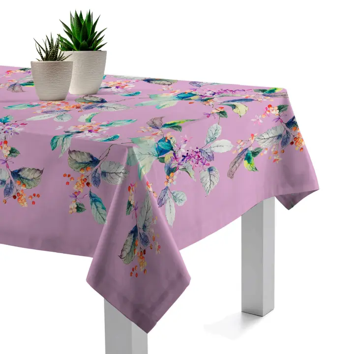 Mantel Antimanchas Algodón Graciosa Malva 135x135, 135x200, 135x250, Impermeable, Fácil de limpiar, Comedor, Cocina PADUANA - 1