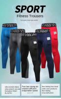 Mallas de compresión para hombre, medias deportivas secas y frescas para correr, pantalones de ciclismo con parte inferior de capa Base para entrenamiento, entrenamiento atlético, gimnasio - details 1