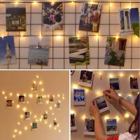 Cadena De Luces LED Con 10/20/30/50 Clips De Foto Claros Para Decoración De Pared De Dormitorio Colgando Imágenes Tarjetas Fiesta - details 1