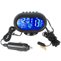 Reloj Digital Para Coche 12V/24V Con Voltímetro Y Termómetro LCD De 3 En 1 Accesorio Interior Con Luz Nocturna Y Advertencia De Frío - details 8