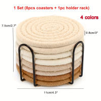 Juego De 8 Tapetes De Vino Tejidos Resistente Al Calor Absorbentes Para Bebidas Como El Café Y El Té Accesorio Decorativo Ecológico - details 2