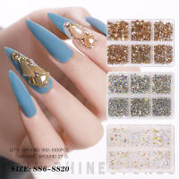 Kit De Diamantes Champagne Para Uñas Con 6 Cuadrículas De AB Cristales Planos Para Arte De Uñas Y Diseño De Manicura DIY Colores Mixtos - details 3