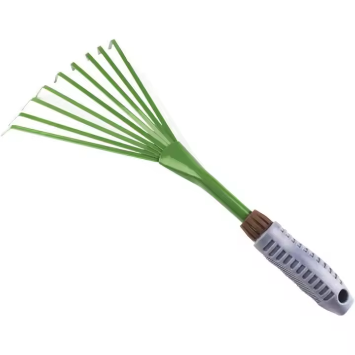 Rastrillo de jardín de Metal, rastrillo de nueve dientes, rastrillo de hierba, hojas y flores, rastrillo de hierro, herramientas agrícolas, barrido de labranza, residuos de jardín - 1