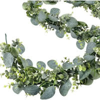 Guirnalda De Hojas De Eucalipto Artificiales Verdes Con Flores Y Bayas Blancas 1pc Para Decoración De Bodas Y Fiestas En Casa - details 5