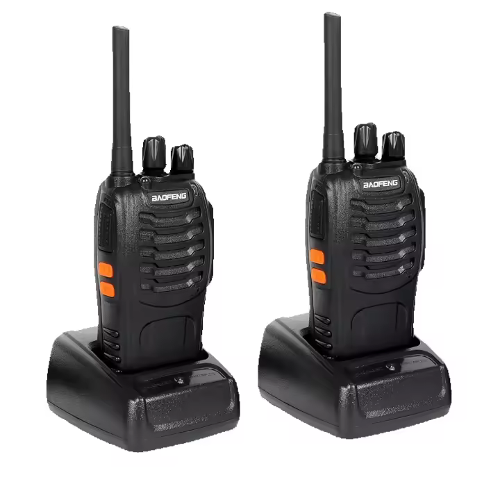 Walkies Talkies Profesionales 16 Canales CTCSS DCS, Recargables 1500mAh con Cargador USB, Radiocomunicación con el Auricular Incorporado Antorcha de LED, VHF, Negro BF-88E - 1
