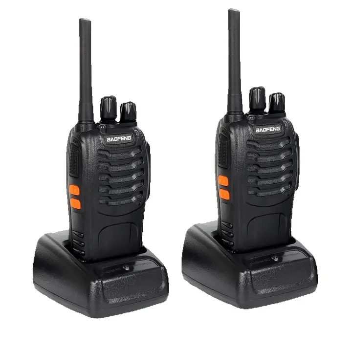 Walkies Talkies Profesionales 16 Canales CTCSS DCS, Recargables 1500mAh con Cargador USB, Radiocomunicación con el Auricular Incorporado Antorcha de LED, VHF, Negro BF-88E - 1
