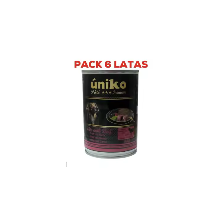 Úniko Pate Premium Buey Pack 6x400gr Comida Húmeda Perro - 1