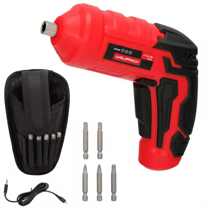 Atornillador 4 v. con led, funda y 5 destorpuntas, bateria recargable usb - 1