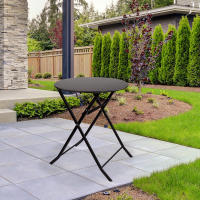 Aktive - Mesa redonda plegable, color negro, Ø60x70 cm, para terraza o jardín, tablero abatible, para 2 personas, soporta 75 kg, uso interior y exterior, mesa auxiliar, estructura de metal resistente, mesa jardín redonda, mesa auxiliar terraza - details 4