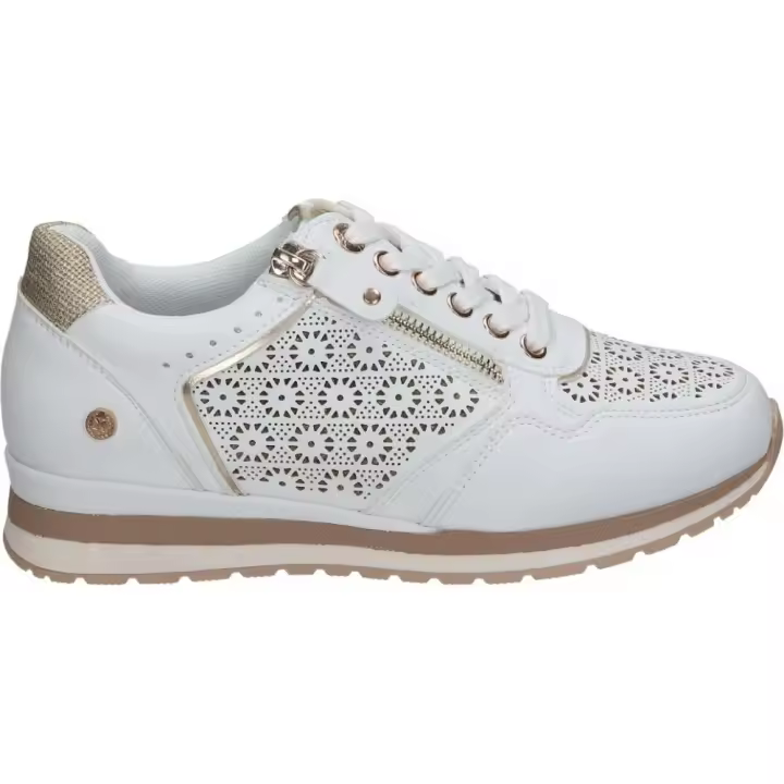 XTI | Zapatos Planos XTI para Mujer – Zapatos Casual en Color Blanco con Detalles – Zapatos Cómodos con Cordones y Cremallera – Casual – Cómodos y Versátiles – Vegan – Modelo 144113 - 1