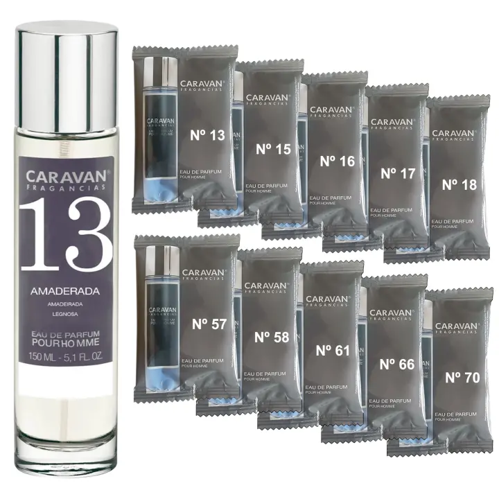 CARAVAN FRAGANCIAS Perfume de Hombre Nº66 de 150 ml + Set de 10 Viales de Fragancias Masculinas distintas de Caravan para descrubir nuevos aromas - 1