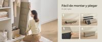 SONGMICS Puff Almacenaje, Baúl Plegable con Patas, 38 x 110 x 40 cm, Banco de Pie de Cama, Banco Almacenaje, Soporta hasta 300 kg, para Sala de Estar, Dormitorio, Entrada, Blanco Crema/ Marrón Camello - details 2