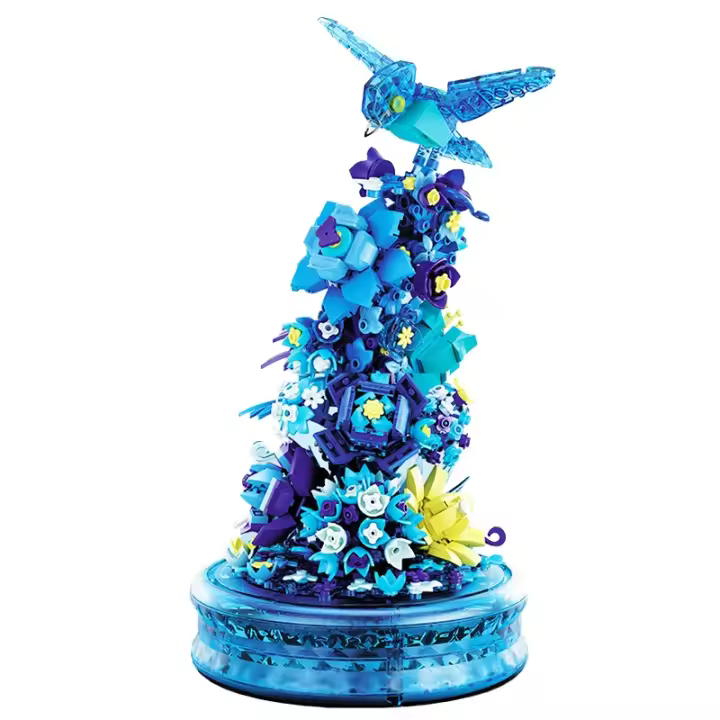 Set De Bloques De Construcción Con Luz Y Música En Forma De Flor Juguete Educativo Creativo Para Decoración Regalo De Navidad Para Niños - 1