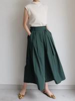 Falda Midi A-Line Elegante De Cintura Alta Para Mujer REALEFT Con Bolsillos Estilo Coreano Casual Suelta Y Solidaria Con Cinturón - details 15