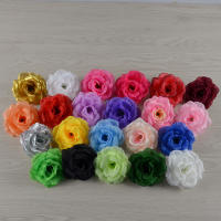 Rosa Artificial De Seda Amarilla/Oro Y Plateada 8cm Para Decoración De Boda Fiesta Doméstica Banquete DIY Flores Decorativas - details 0