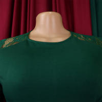 Vestido Elegante De Mujer Con Cuello Redondo Y Manga Larga En Luto Sólido Ajustado Hasta Las Caderas Largo Medio Para Fiestas Y Comidas En El Restaurante - details 18
