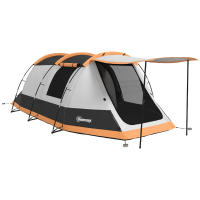 Outsunny Tienda de Campaña Familiar para 3-4 Personas Tienda de Camping Plegable con 2 Habitaciones y Bolsa de Transporte Impermeable para Senderismo 370x220x130 cm Azul y Gris - details 0