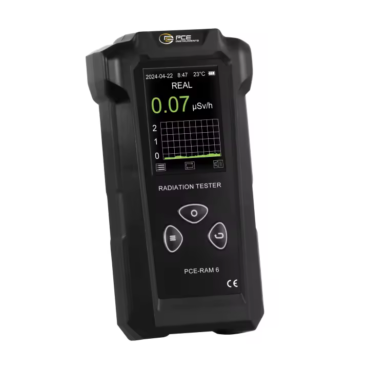 Medidor de radioactividad para un rango de 0,00 a 1000 µSv/h / Radiación beta, gamma y rayos X / Tubo contador Geiger-Müller / Indicación de la temperatura, fecha y hora / PCE Instruments - 1