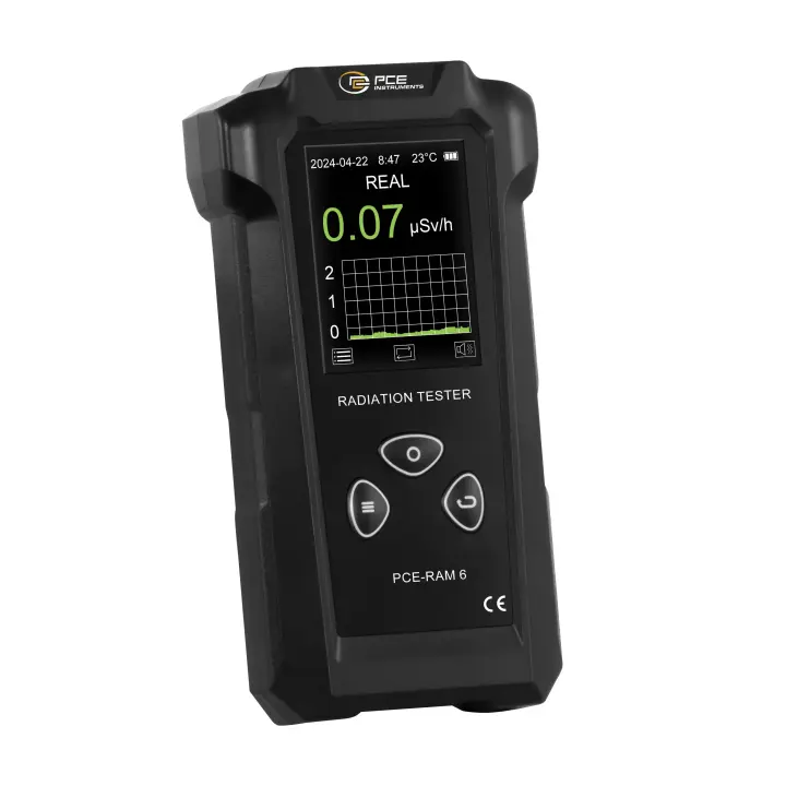 Medidor de radioactividad para un rango de 0,00 a 1000 µSv/h / Radiación beta, gamma y rayos X / Tubo contador Geiger-Müller / Indicación de la temperatura, fecha y hora / PCE Instruments - 1